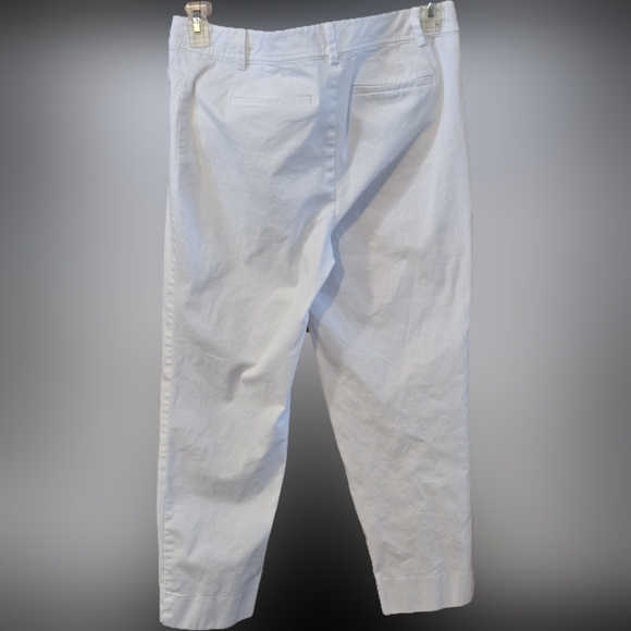 Talbots Women's 8 Perfect Crop Pant Lightweight White Jeans Zip Button Hook - Picture 2 of 15